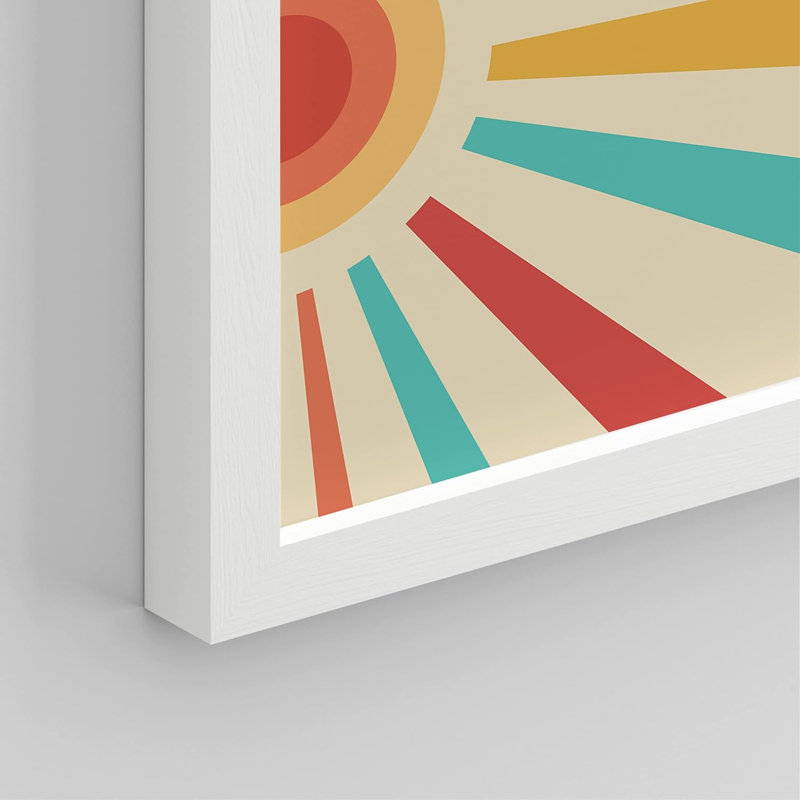 «Mid-Century Modern Retro Sunshine Landscape», ensemble de 4 impressions murales géométriques abstraites encadrées sur papier, impression de 4 pièces