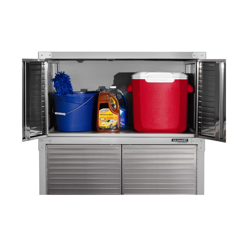 Seville Classics UltraHD Double Door Stacking Wall Cabinet, 36" W x 24" D x 18" H, Granite