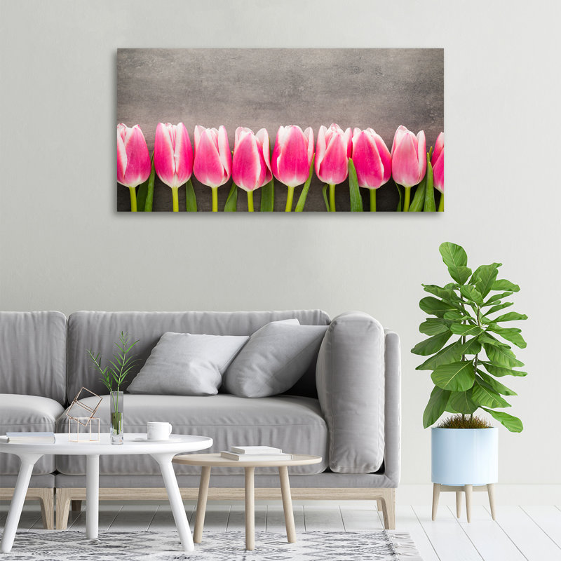 Pink Tulips - No Frame Print on Glass, Glass, 70cm H x 100cm W x 4cm D
