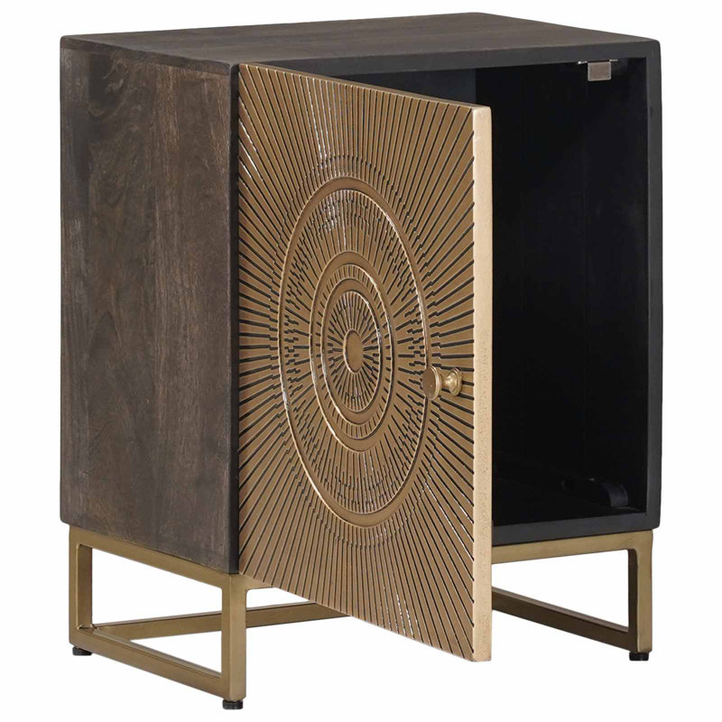 40cm W Solid Wood Bedside Table, Coffee Brown
