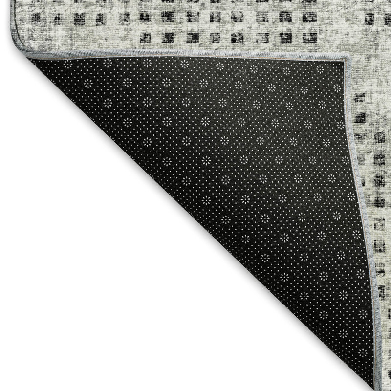 Premium Machine Washable Mayfield AMF33 Geometric Rug, Gray, 2'3" x 7'6" Runner