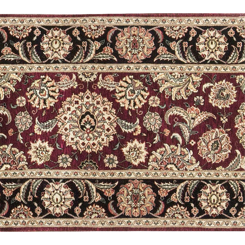 Manchuria Wool Oriental Area Rug in Black/Wine