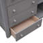 Lit superposé en bois gris avec lits simples superposés, six tiroirs et fond amovible avec motifs de tablettes de rangement réglables-421049833-421049830