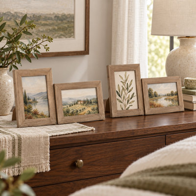 7.5" Rustic Wood Picture Frames for 4" x 6" Photos, Wall or Tabletop Display, Set of 4