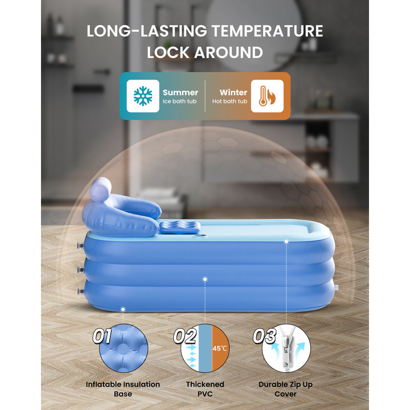 Blue Inflatable Folding Bathtub with Electric Air Pump