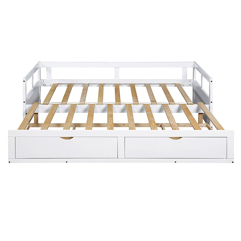 Freland Kids Daybed with Trundle with Drawers, White