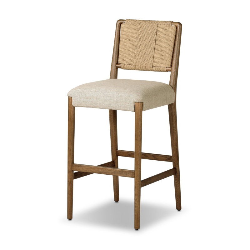 Tabouret Rothala, Tabouret de bar (siège d'une hauteur de 31 po), Brun clair cendré, Chameau Maestro / cuir véritable