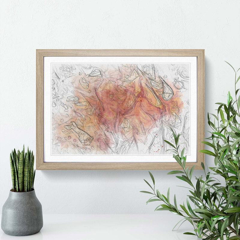 Whisper to Me in Abstract - Picture Frame Graphic Art Print, 35cm H x 50cm W x 2cm D, Oak