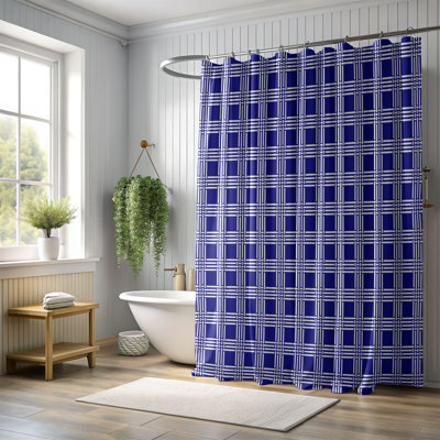 Rideau de douche blanc marine