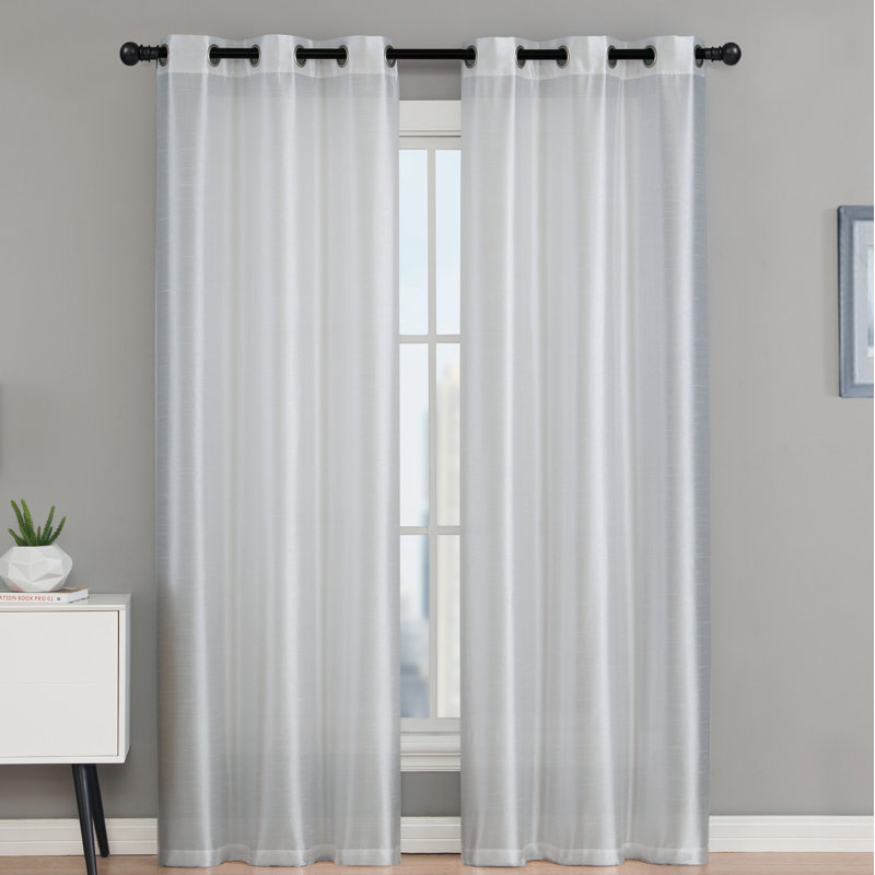 Middleburgh Outdoor Semi Sheer Curtain Pair, White, 38" W x 84" L