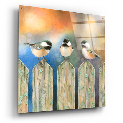 «Sitting On The Fence» par Marvindale, art mural en verre acrylique, 36 po x 36 po