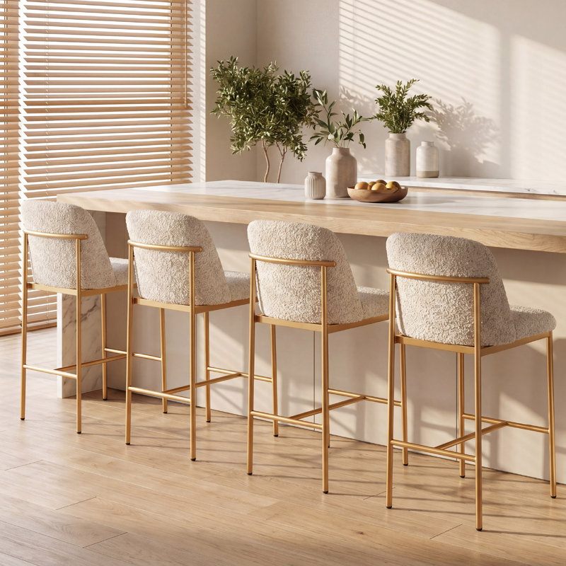  Tabouret de bar à hauteur de comptoir 25 po COLAMY Aurelia (ensemble de 4), Beige, 4