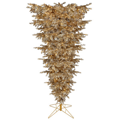 7.5’ Dual Pre-lit LED Champagne Umbrella Tree