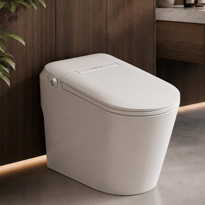 Toilette bidet non électrique Bcanhome 17,5 po conforme aux normes ADA, chasse d'eau puissante MAP 1000 g, toilettes intelligentes avec lavage féminin/arrière, chasse d'eau au pied, hauteur de siège confort ADA (sans alimentation électrique)
