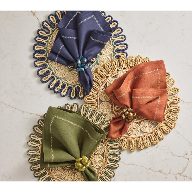 Bonton Napkin Ring, Green/Gold