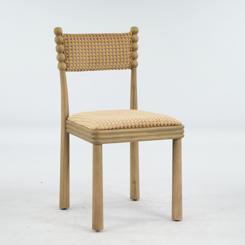 Hulu Chair, Pink Checker, Natural Wood