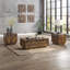 Table basse moderne rustique avec porte de grange coulissante et rangement supplémentaire en chêne de style classique