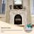 59.06"White Natural Marble Simulated Flame Electric Fireplace Heater-118625540-118625539