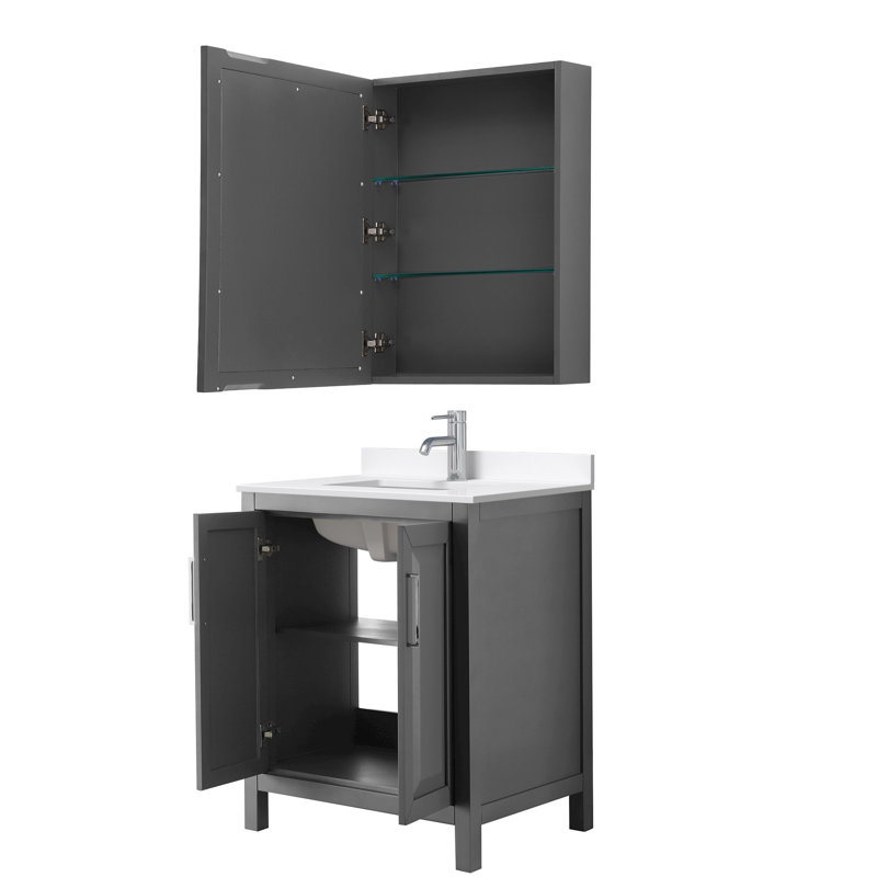 Daria 30'' W Vanity, Gray, Polished Chrome, Giotto Quartz