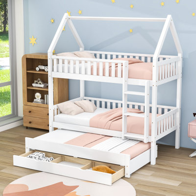 Bunk Bed with Trundle and Three Drawers