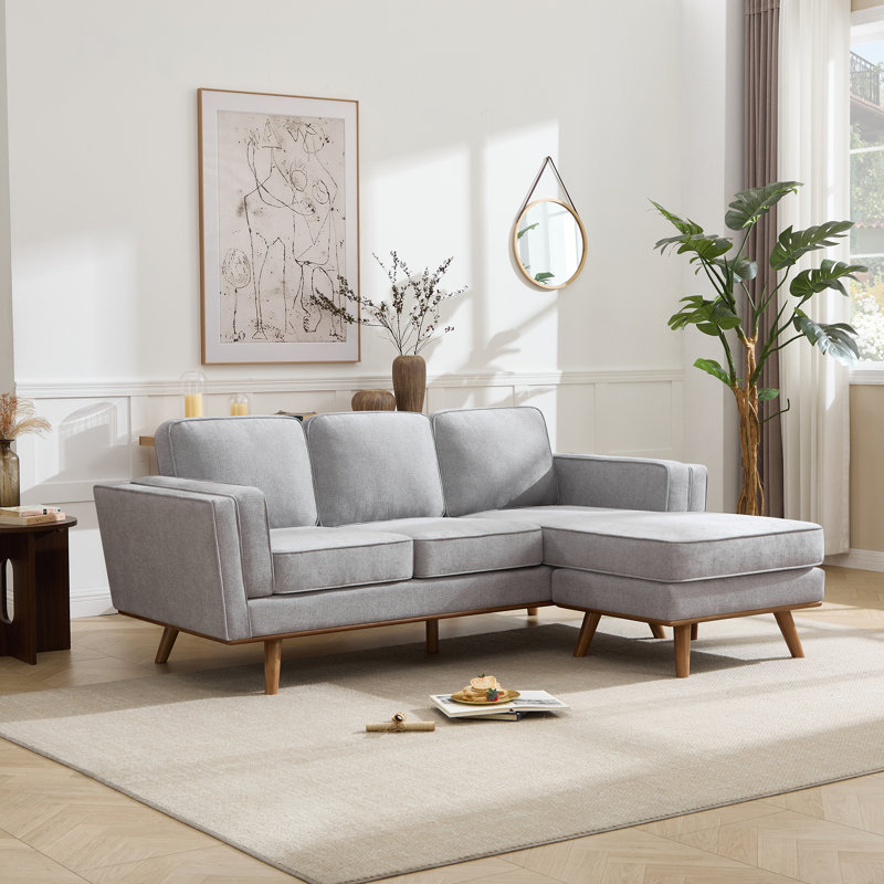 Inayat 84''Wide Reversible Sectional Sofa with Chaise, Dark Gray Chenille
