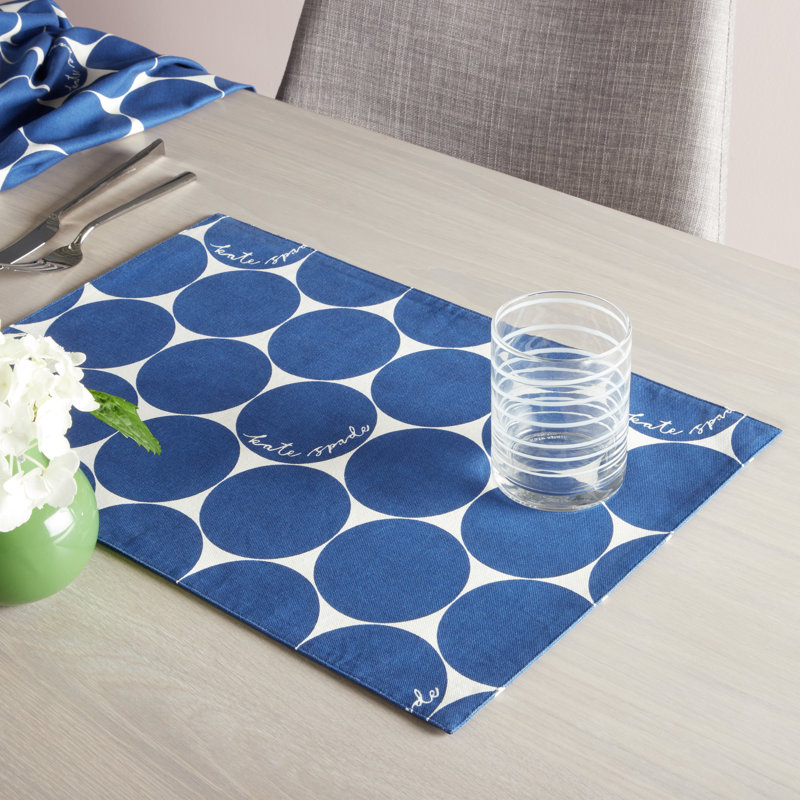 Loop And Dot 100% Cotton Rectangle, Blue/White
