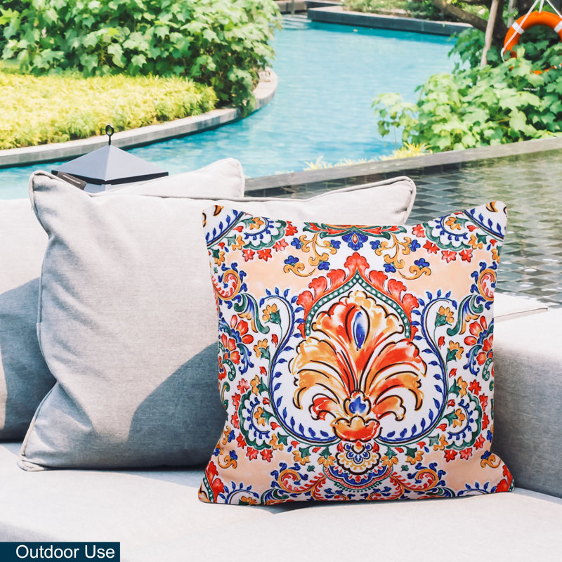 Coussin intérieur/extérieur Floral, Blanc
