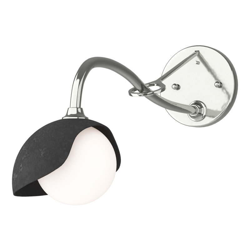 Brooklyn 1 - Light Hardwired Armed Sconce, Sterling, Black