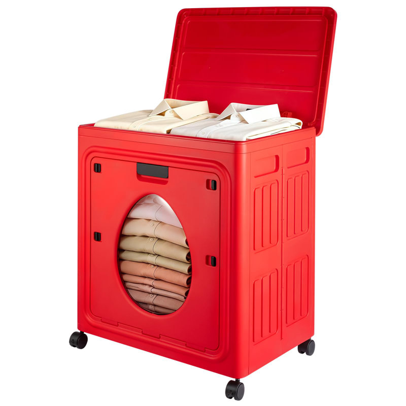 Plastic Rolling Decorative Basket, Red