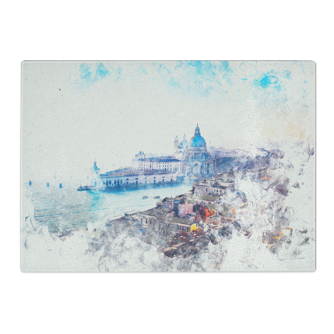 Tempered Glass Venice Italy Skyline Watercolour Chopping Board
