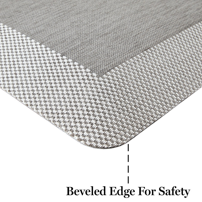 Gray Pineapple Anti-Fatigue Kitchen Mat with Textured Polyester