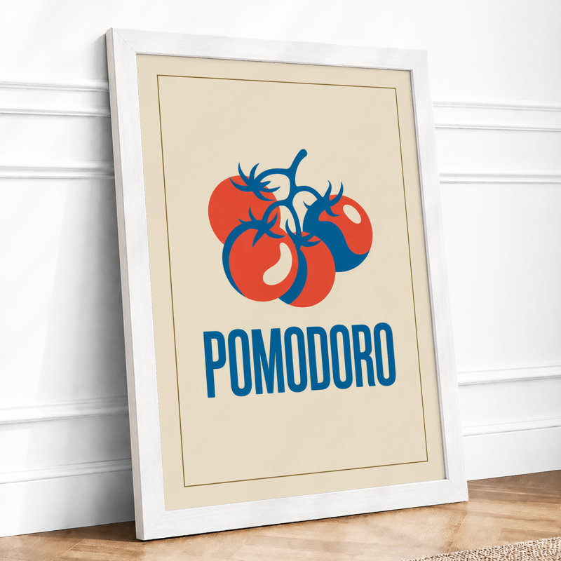 Pomodoro Retro - Framed Print, A2 - 59.4 x 42.0 cm, White