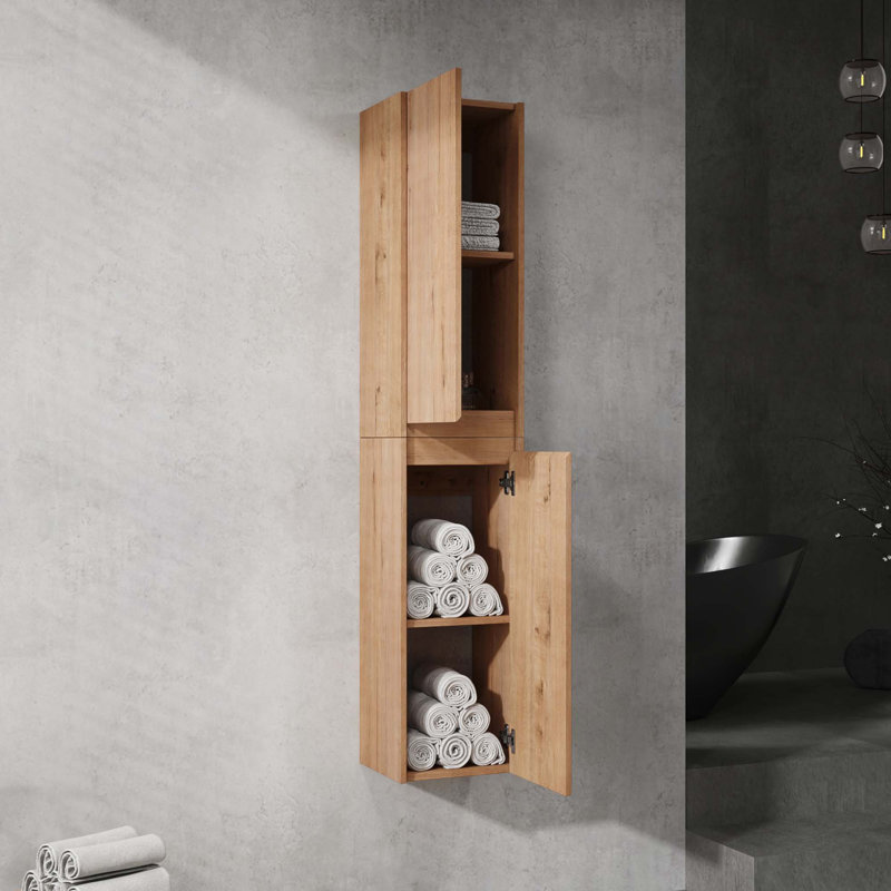 Meuble-lavabo mural avec lavabo et armoire latérale, portes à fermeture douce, armoire combinée