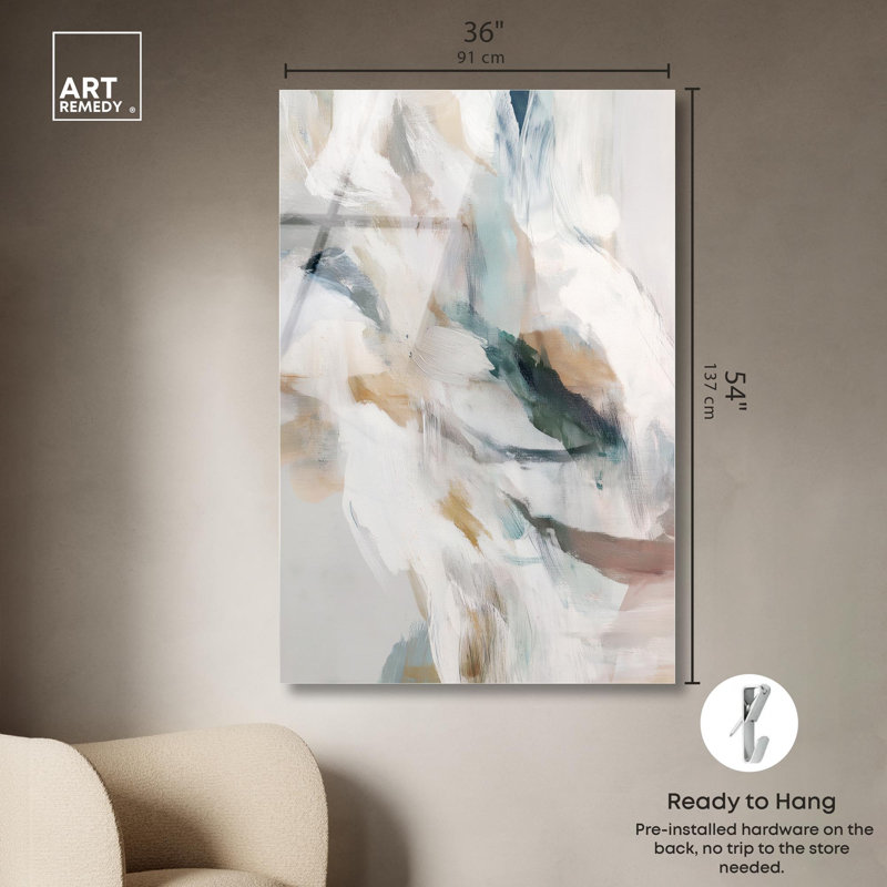 «Whispering Colors II», art abstrait vert par Art Remedy, prêt à être accroché, H 54 po x l 36 po