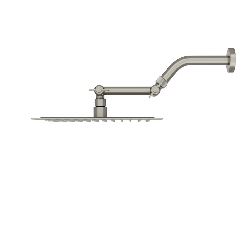 4 Inch Wall Mount Adjustable Extension Shower Arm Replacement Shower Arm with Flange for Shower Head, Nickel brossé