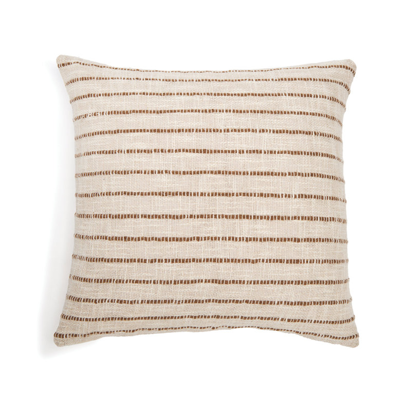 Housse et insert de coussin rectangulaire en coton Jojo, Rectangulaire H 14 po x l 40 po, Ivoire / rayures gris anthracite