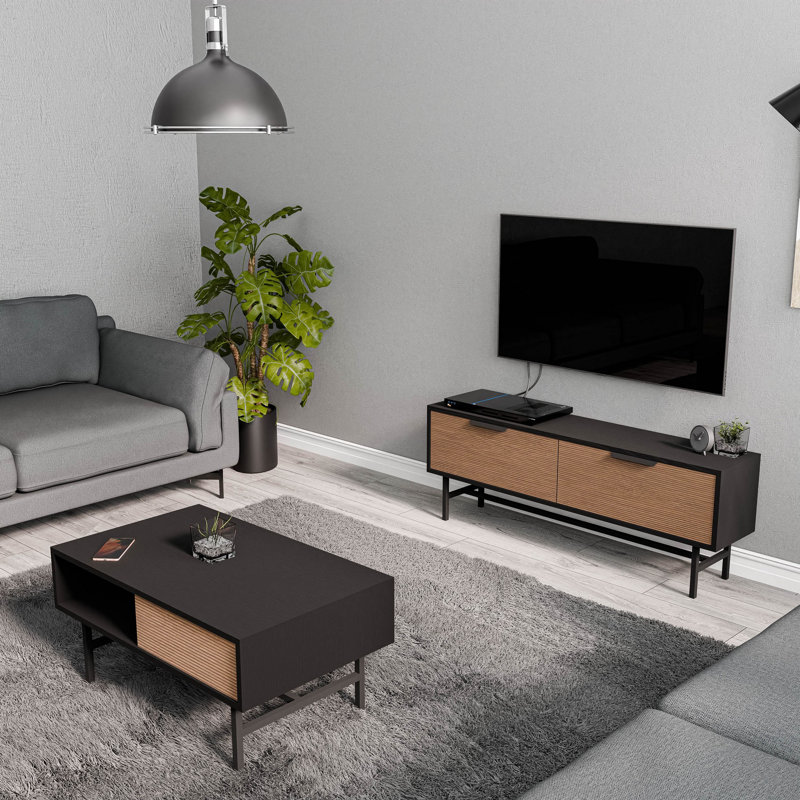 Covedale 2 - Piece Living Room Table Set, Black/Oak
