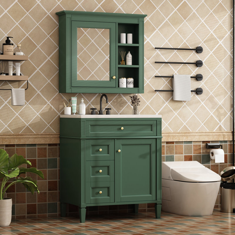 Svensen 30'' Single Bathroom Vanity with Top, Green