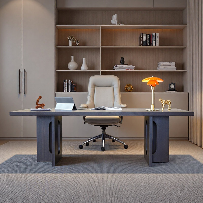Bureau rectangulaire simple pour le bureau à domicile, H 29,53 po x l 86,61 po x P 39,37 po, Brun