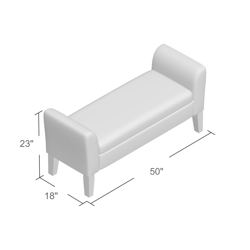 Polyester Upholstered Storage Bench, Pebble Gray