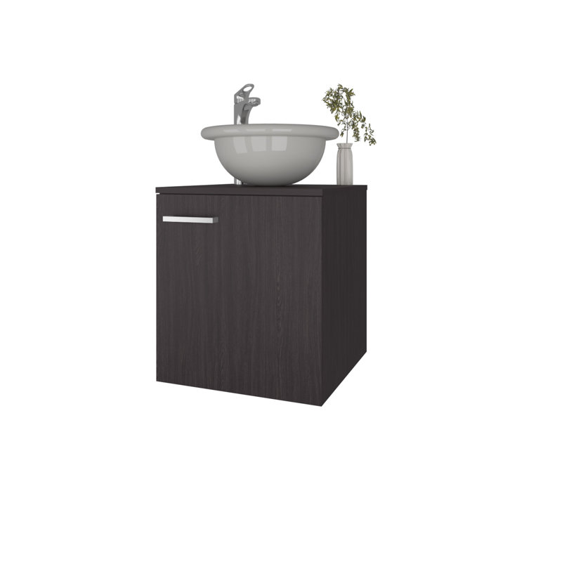 Meuble-lavabo blanc Pirtleville, Wengé