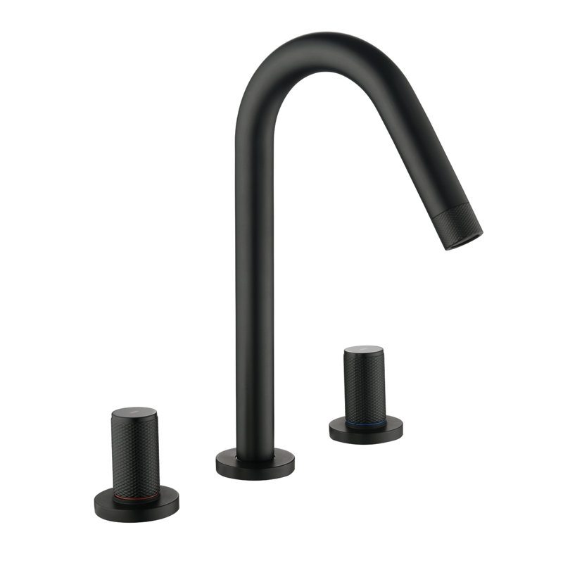 Robinet de salle de bain surdimensionné à 3 trous et 2 poignées pour lavabo, Noir, 1.8