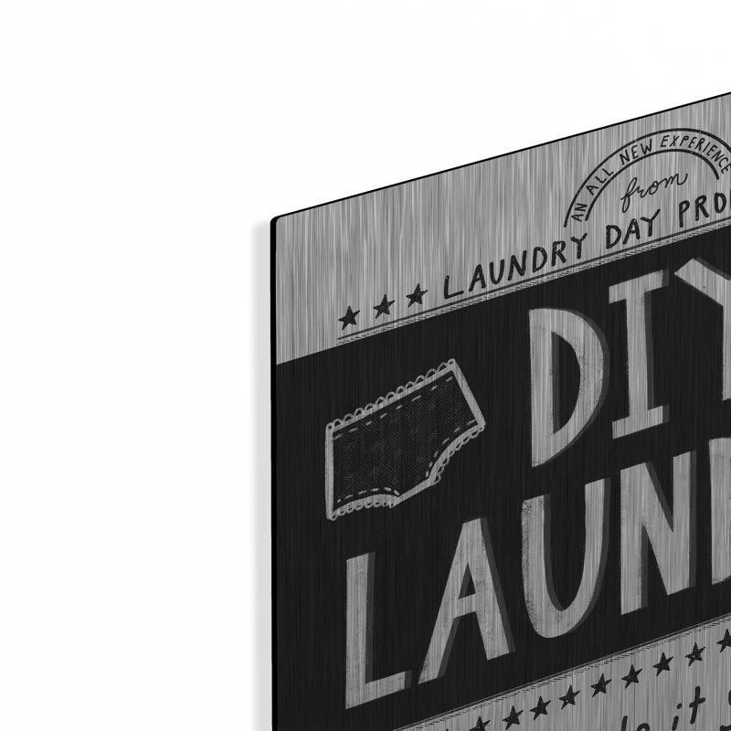 «Diy Laundry Bw» par Melissa Averinos, art mural en métal, H 12 po x l 12 po