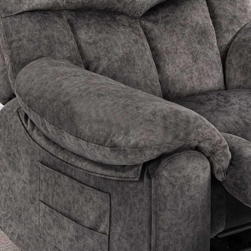 High-Softness Velvet Manual Swivel Rocker Recliner Chair, Gray