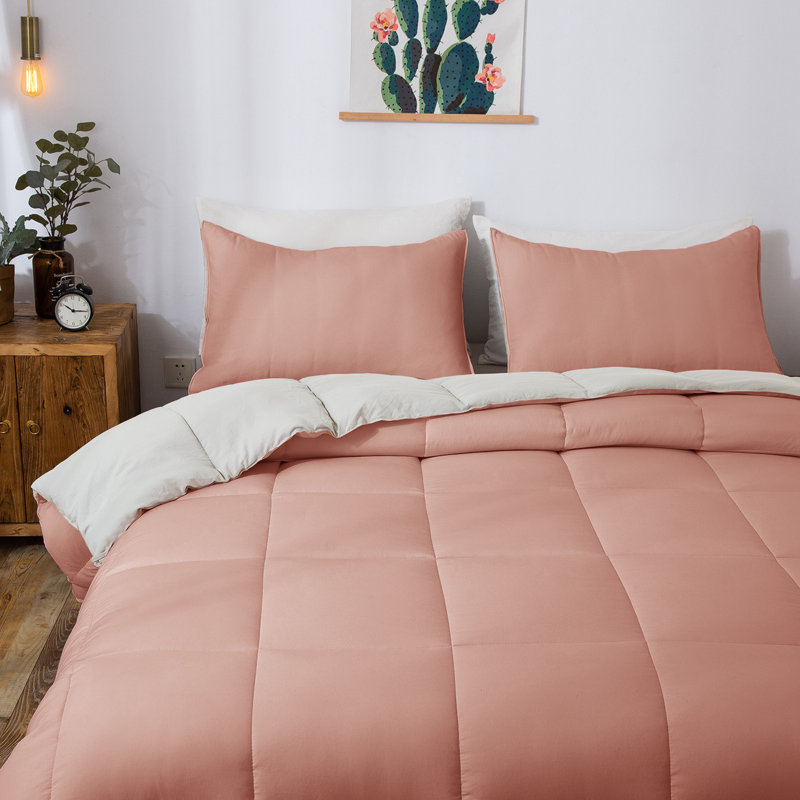 All Season Down Alternative Quilted Comforter Set-Reversible Bedding Set-Machine Washable, King Comforter + 2 King Shams
