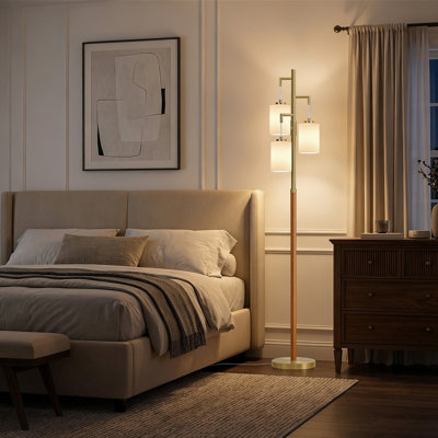 70 "solid Wood Lamp, Used For Office And Living Room Decoration Reading. (walnut Colour With Gold)