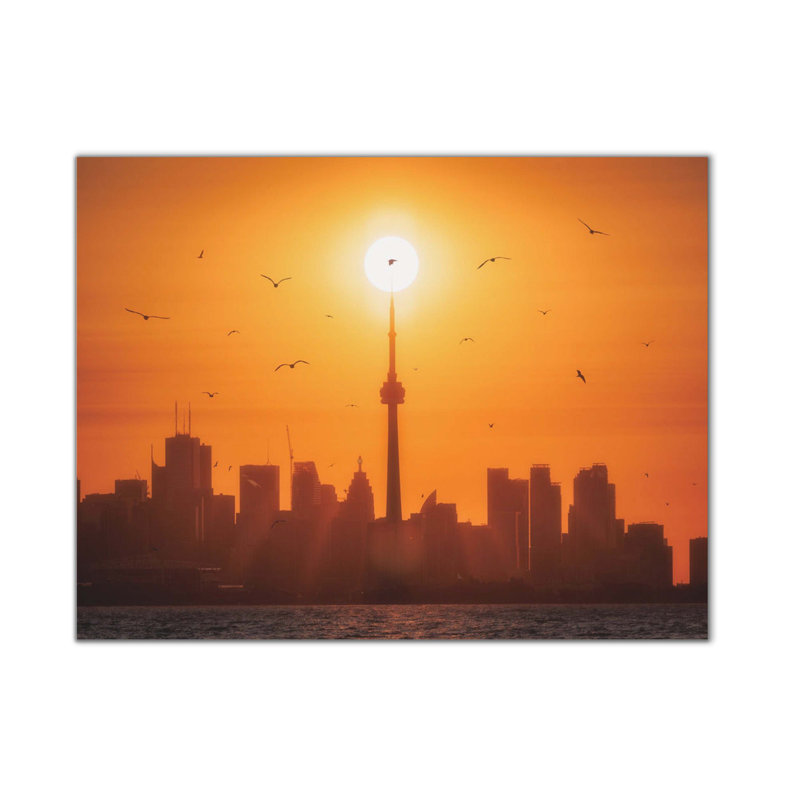 Soleil levant derrière Toronto-Art mural, Ne s’applique pas, H 36,5 po x l 24,5 po, Impression sans cadre