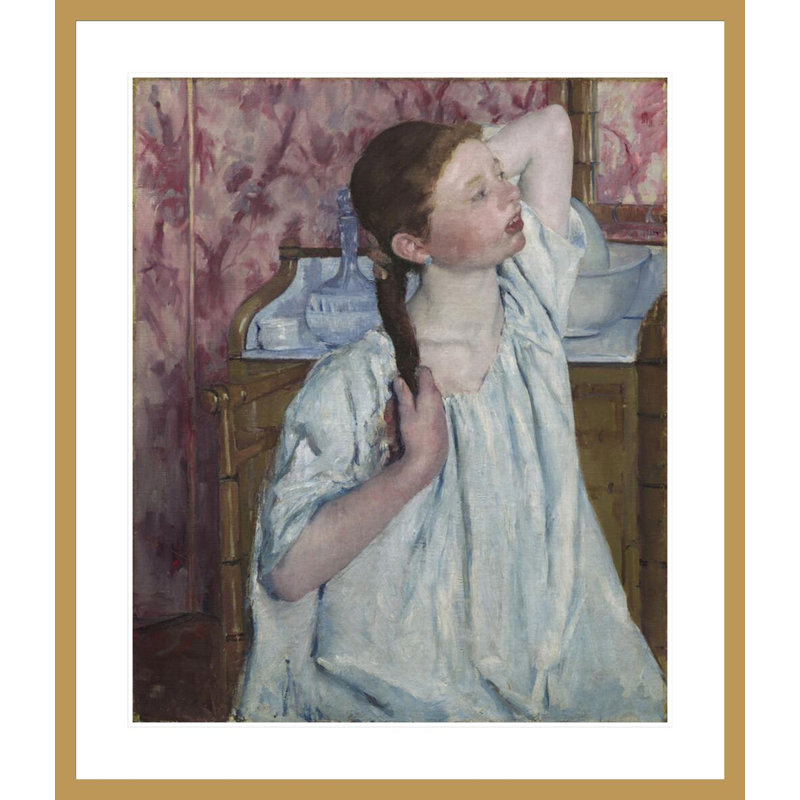 «Girl Arranging Her Hair» par Mary Cassatt, impression giclée encadrée, H 38,86 po x l 33,5 po