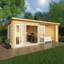 20ft x 10ft Studio Pent Log Cabin With Patio Area UPVC Windows & Doors (44mm)-105863324