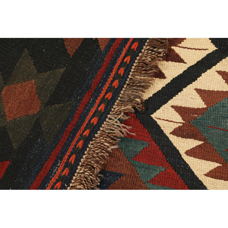 One-of-a-Kind 5'6" X 11'9" 1950s Wool Area Rug Polychromatic